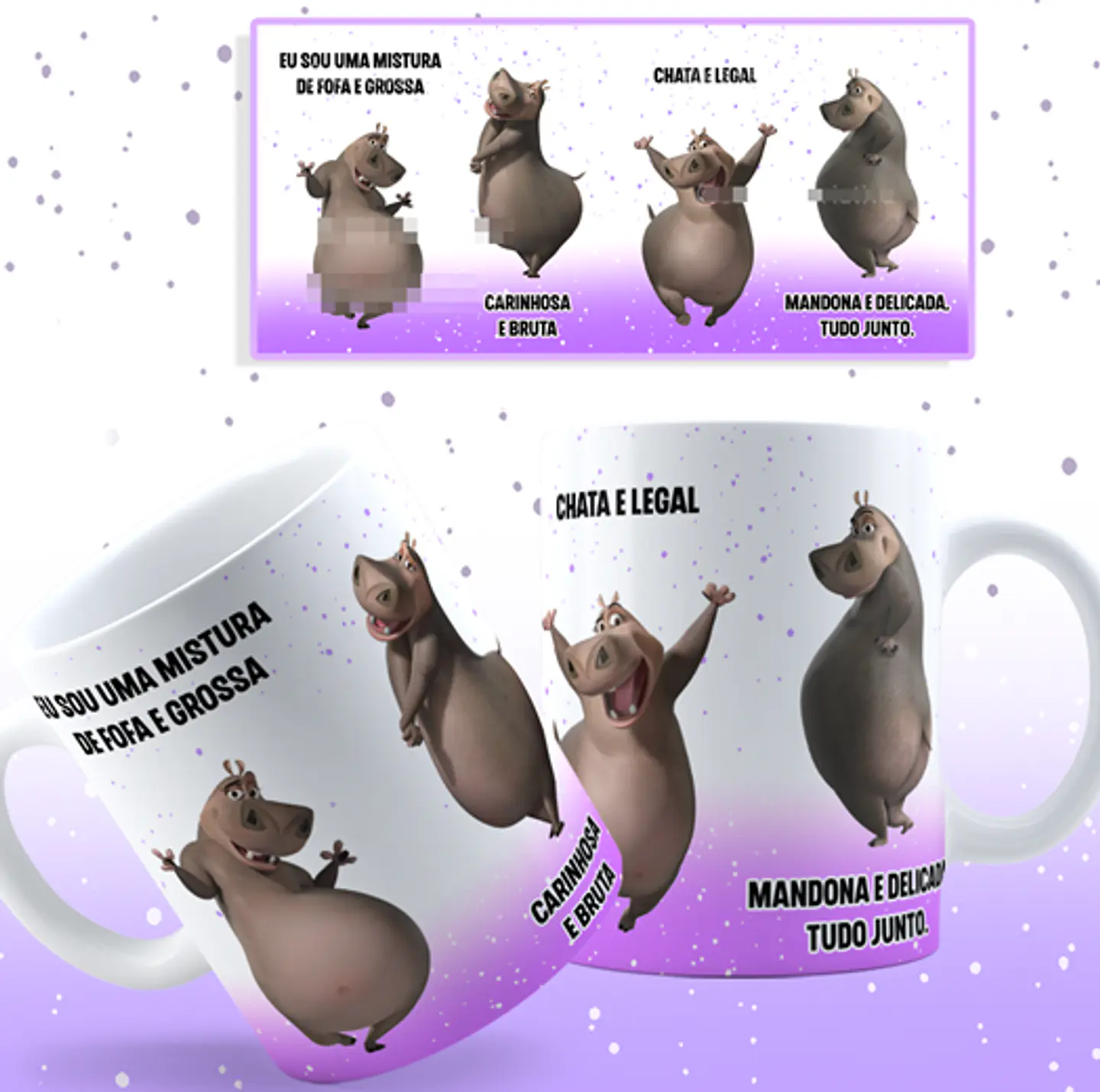 Arte Caneca Eu sou uma Mistura de Fofa e Grossa Gloria Madagascar Arquivo Png 2