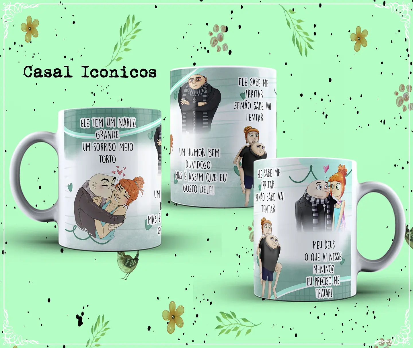 6 Artes para Caneca Casais Icônicos em Corel Draw  4