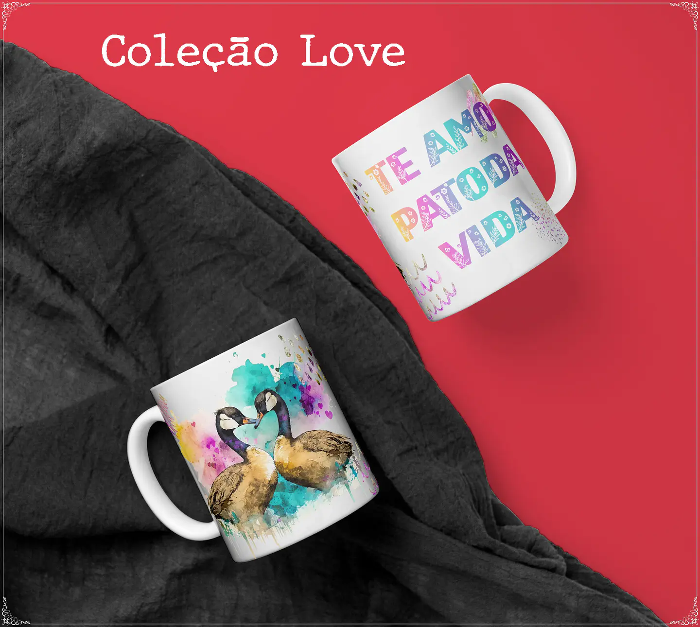 10 Artes para Caneca Namorados Love Animais em Corel Draw  4