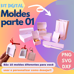 10 Moldes Limpos Caixinhas e Sacolinhas em Svg e Png