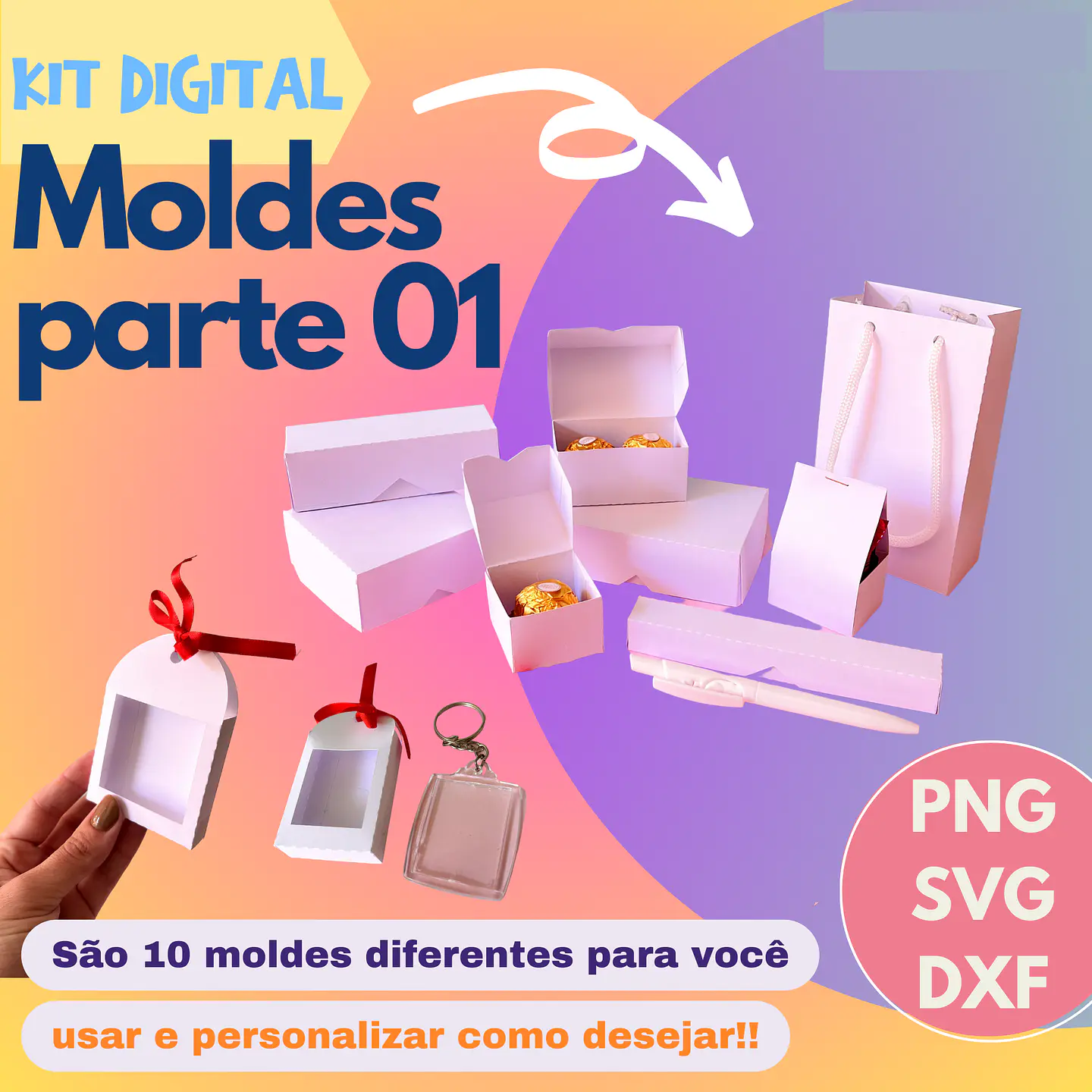 10 Moldes Limpos Caixinhas e Sacolinhas em Svg e Png 1