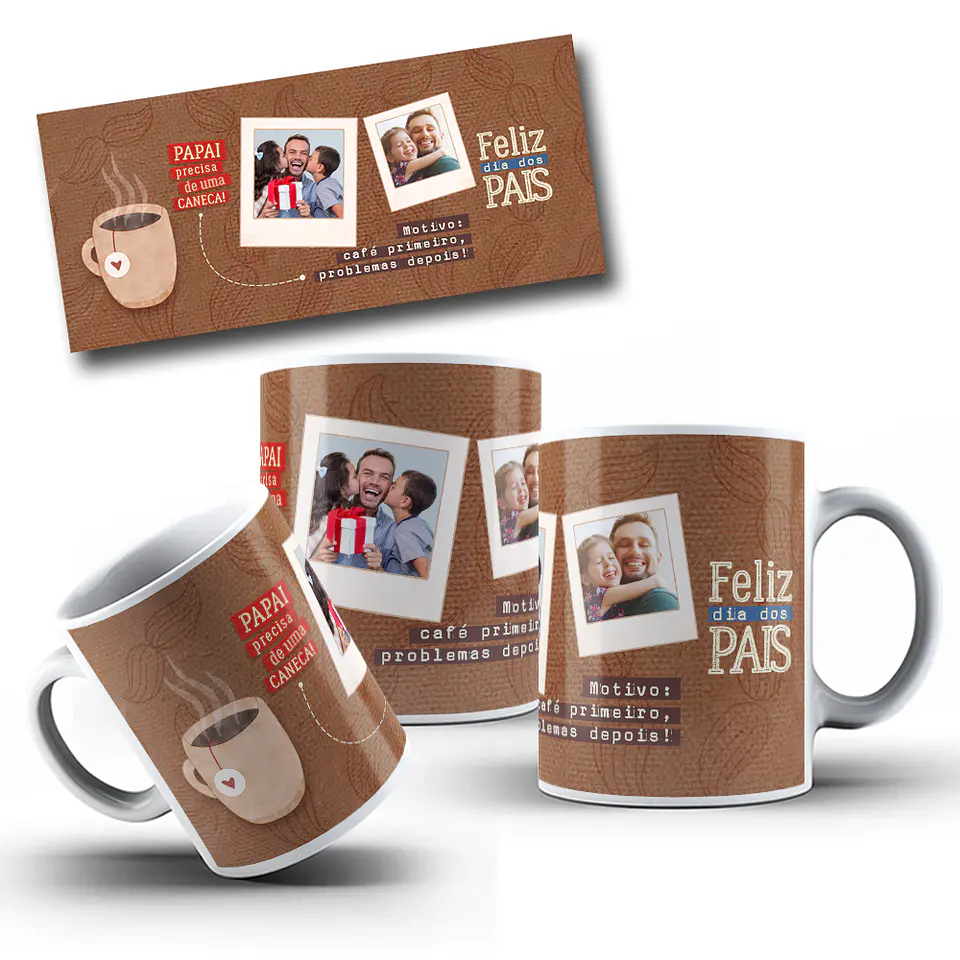 6 Artes para Caneca Dia dos Pais em Png 1