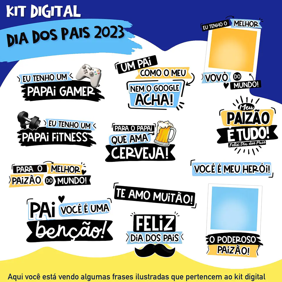 Kit Digital Dia dos Pais Mascotes Arquivos Png 3