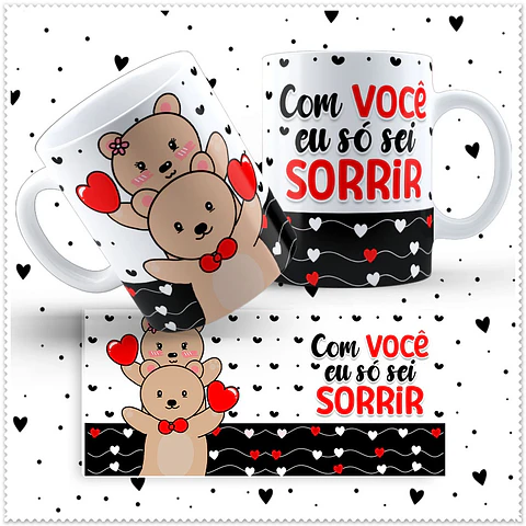 12 Artes para Caneca Dia dos Namorados Ursinho Love em Jpg