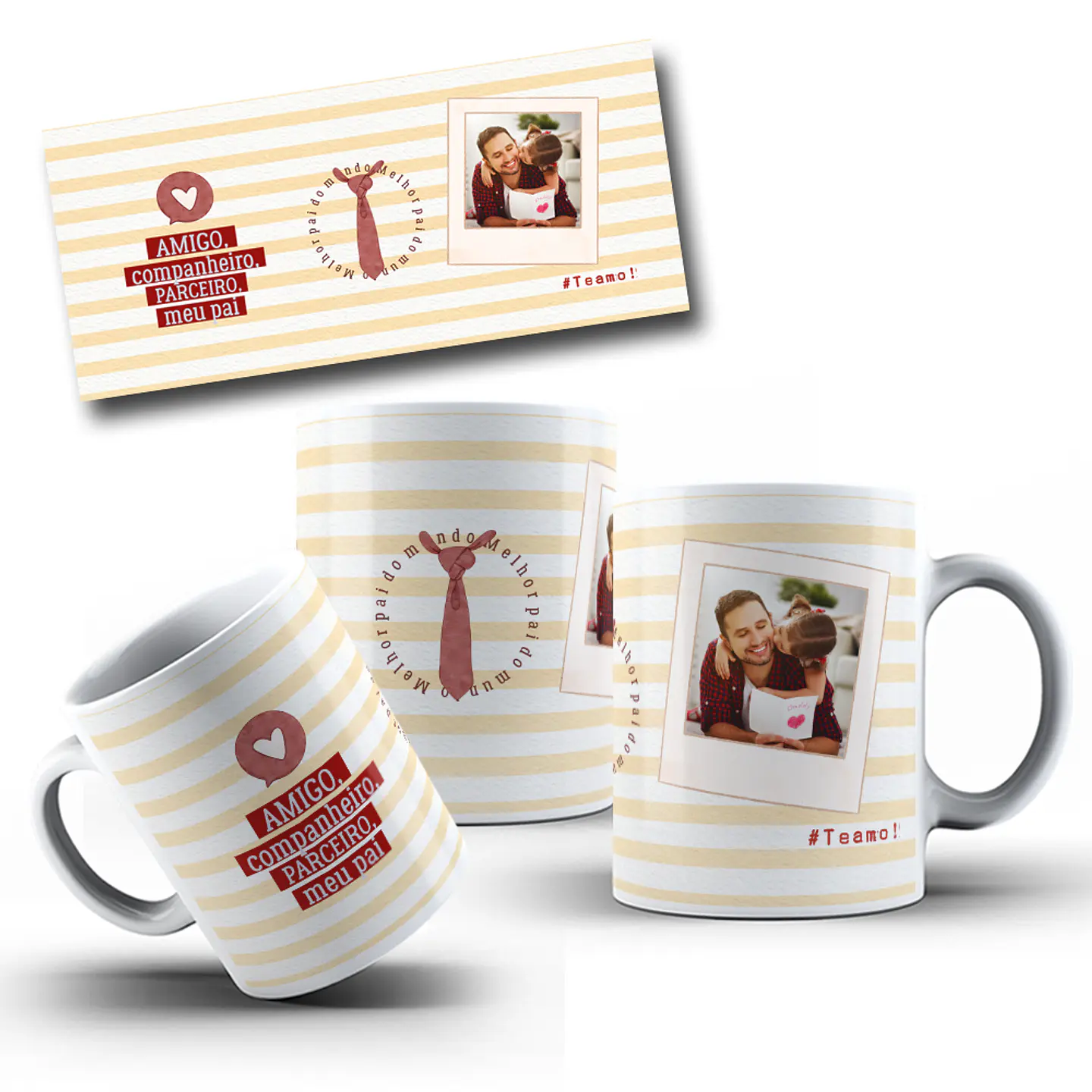 6 Artes para Caneca Dia dos Pais em Png 2