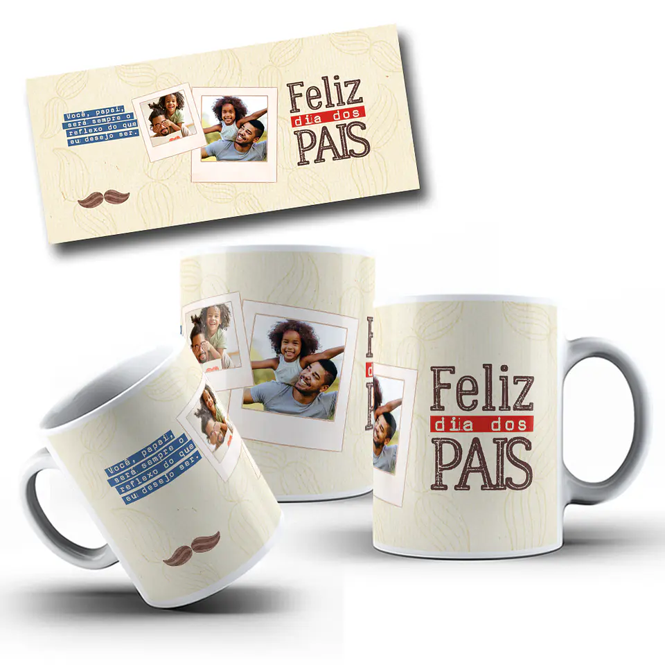 6 Artes para Caneca Dia dos Pais em Png 3