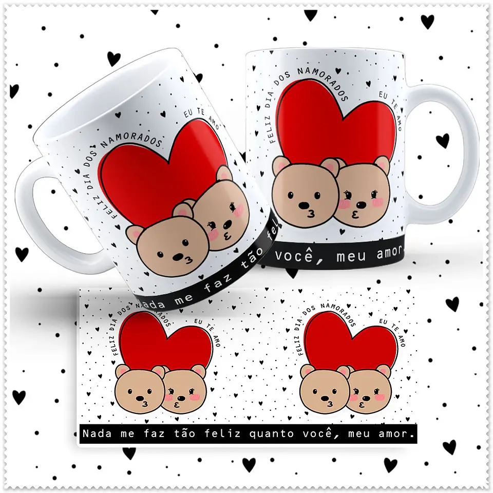 12 Artes para Caneca Dia dos Namorados Ursinho Love em Jpg 3