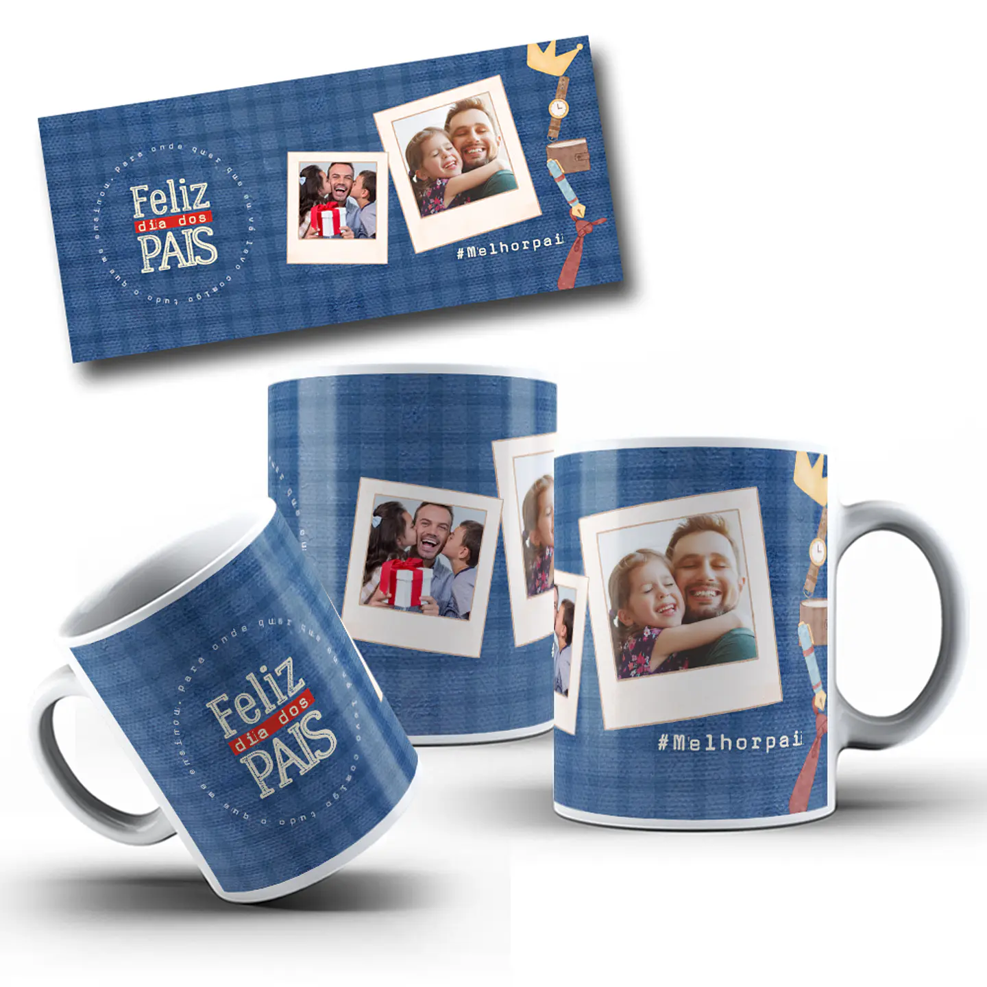 6 Artes para Caneca Dia dos Pais em Png 4