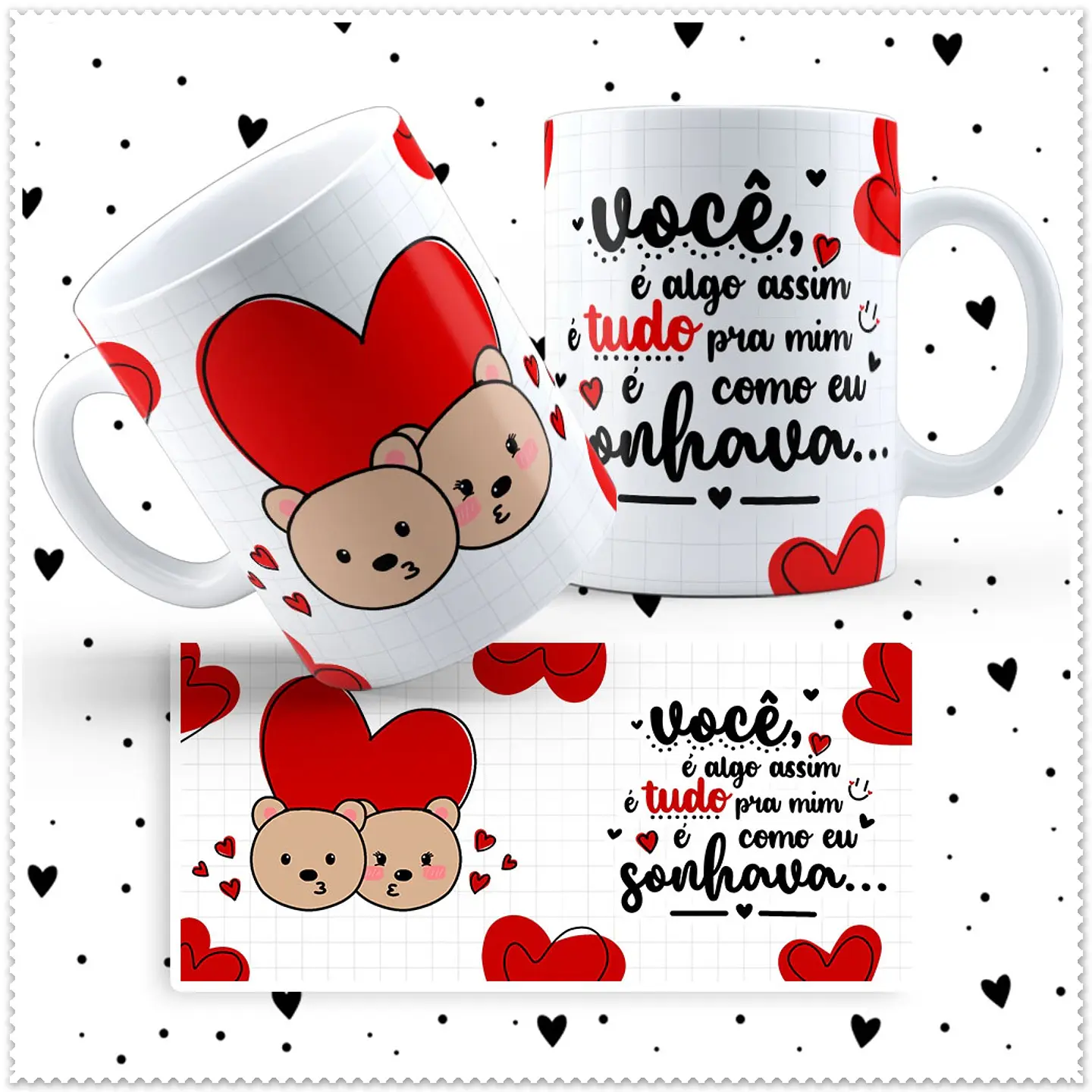 12 Artes para Caneca Dia dos Namorados Ursinho Love em Jpg 4