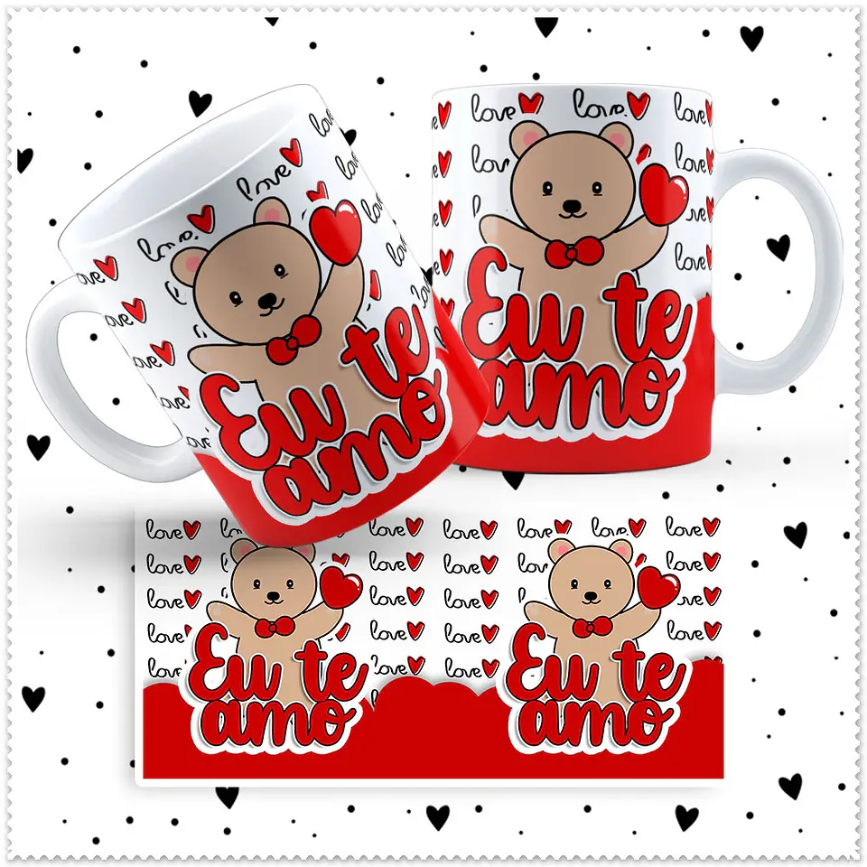 12 Artes para Caneca Dia dos Namorados Ursinho Love em Jpg 5