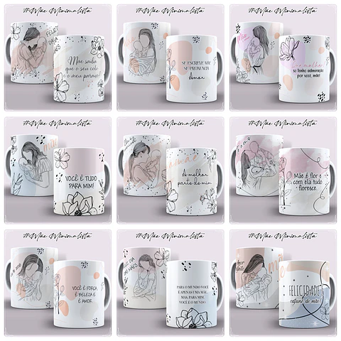 24 Artes para Caneca e Camisa Dia das Mães Minimalista em CorelDraw