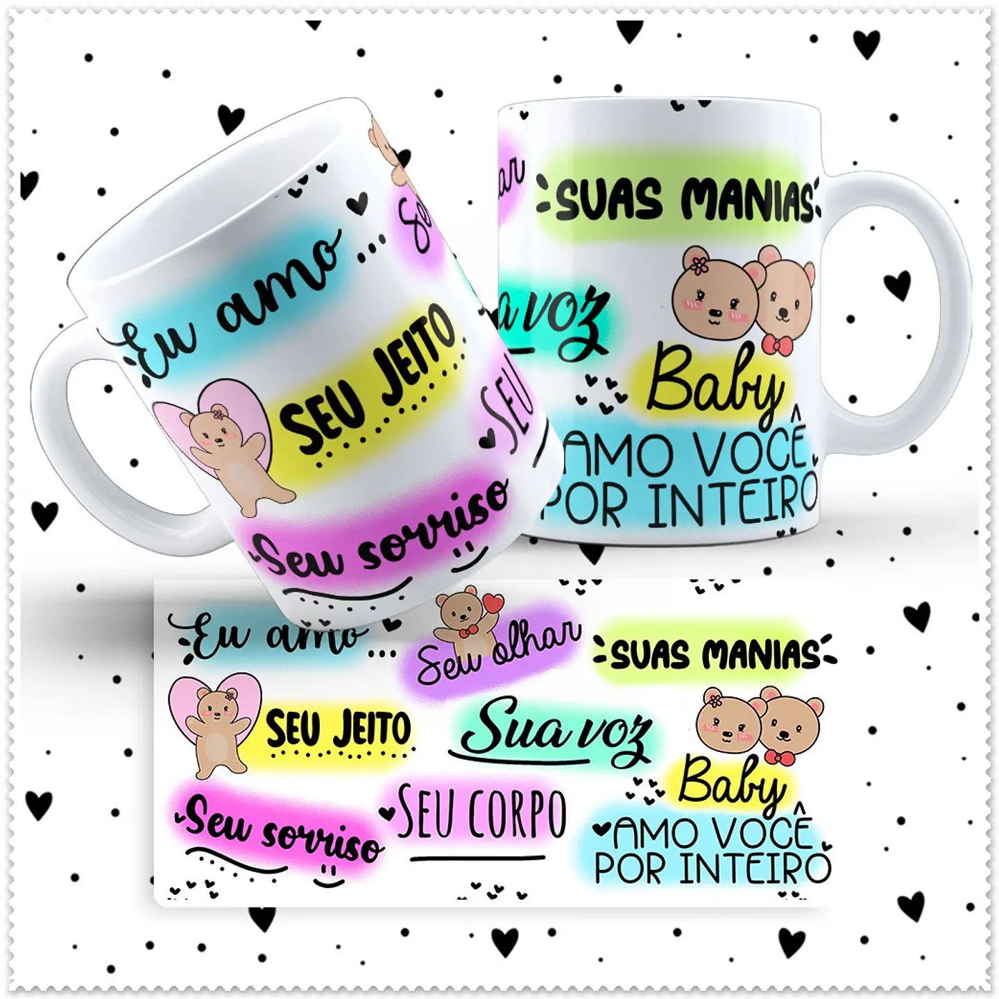 12 Artes para Caneca Dia dos Namorados Ursinho Love em Jpg 8