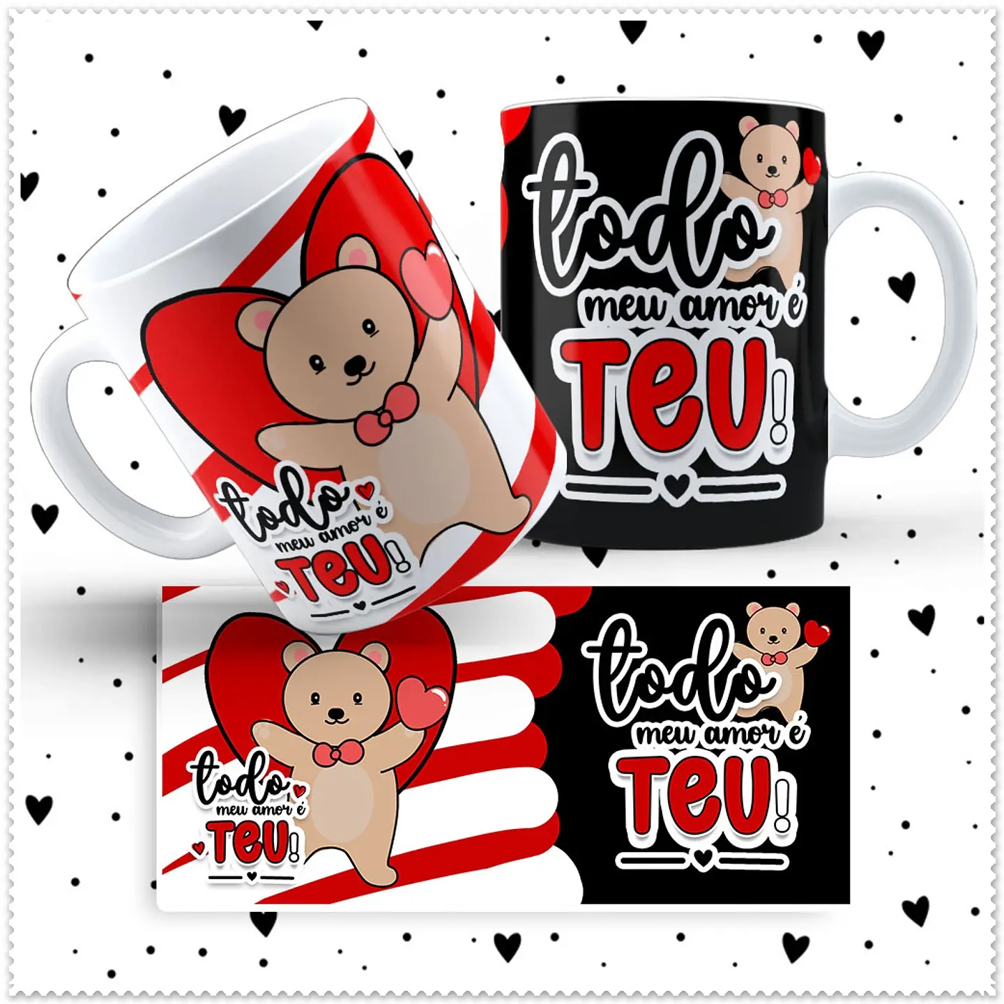 12 Artes para Caneca Dia dos Namorados Ursinho Love em Jpg 9