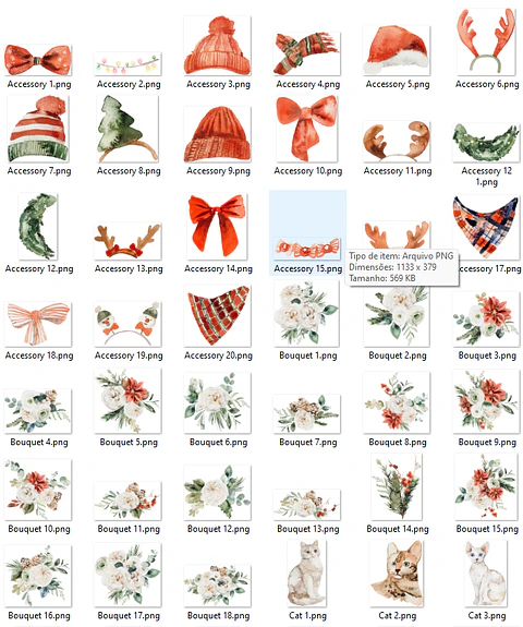 Kit Digital Natal Animais e Outros Arquivos em Png