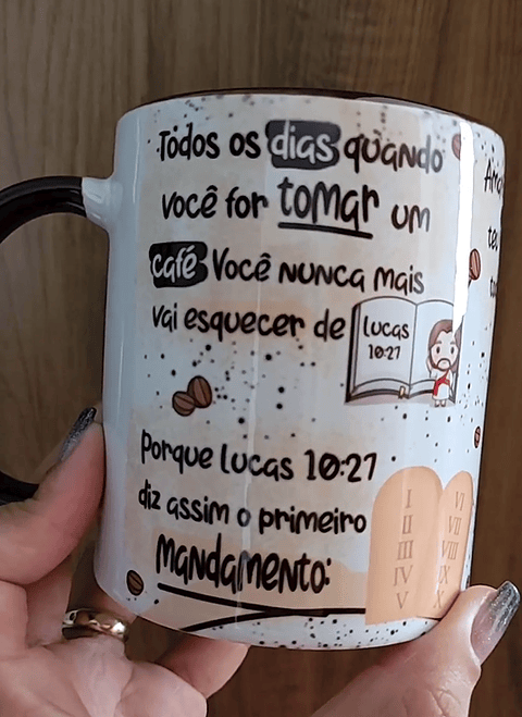 Artes para Caneca Todos os dias quando você for tomar um café  Lucas 10:27 em Corel Draw 