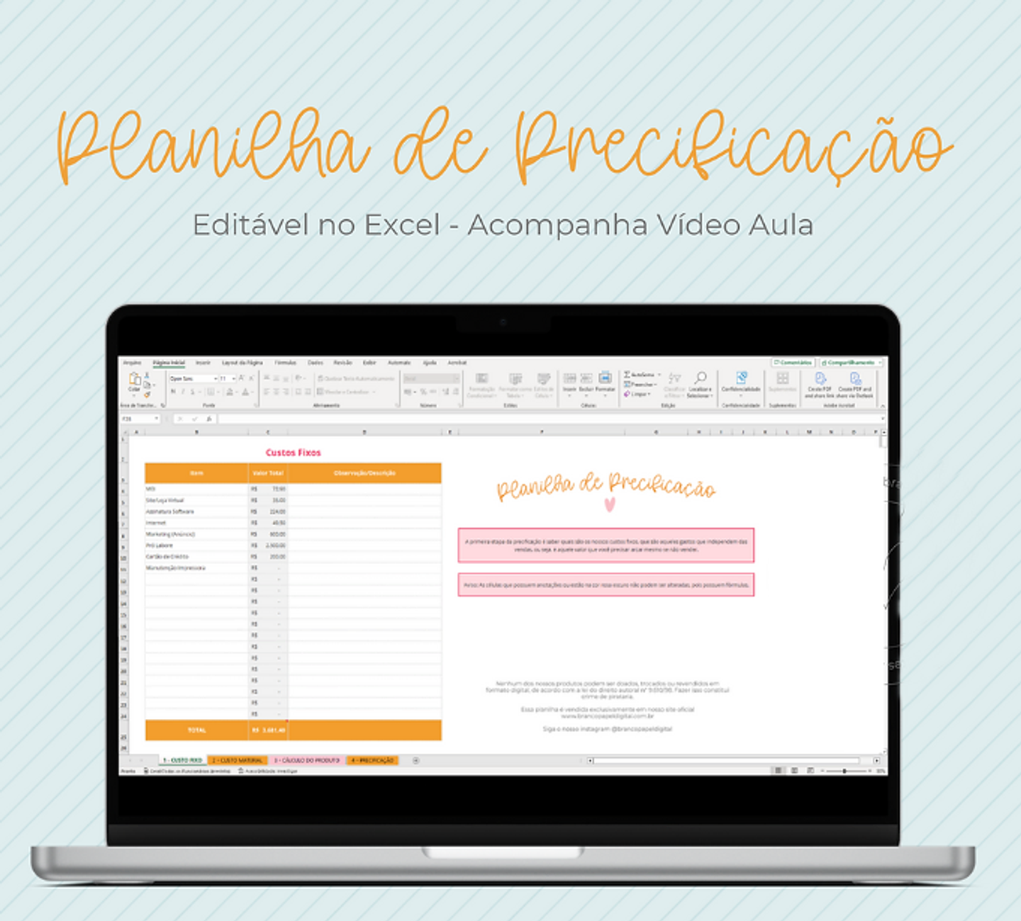 Arquivo Planilha de Precificação em Excel   1