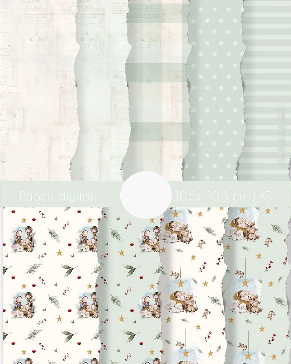 Kit Digital Natal Aquarelado Arquivos em Png  4