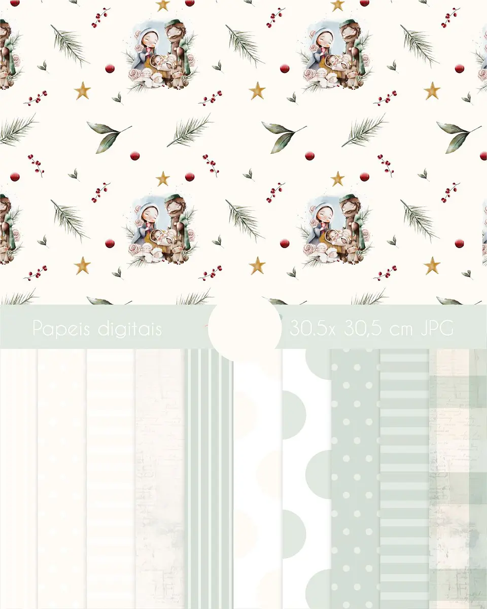 Kit Digital Natal Aquarelado Arquivos em Png  5