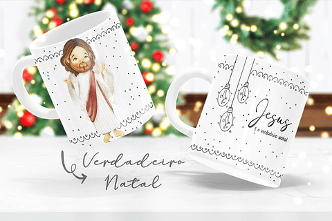 6 Arte para Caneca Natal Jesus em Corel Draw 