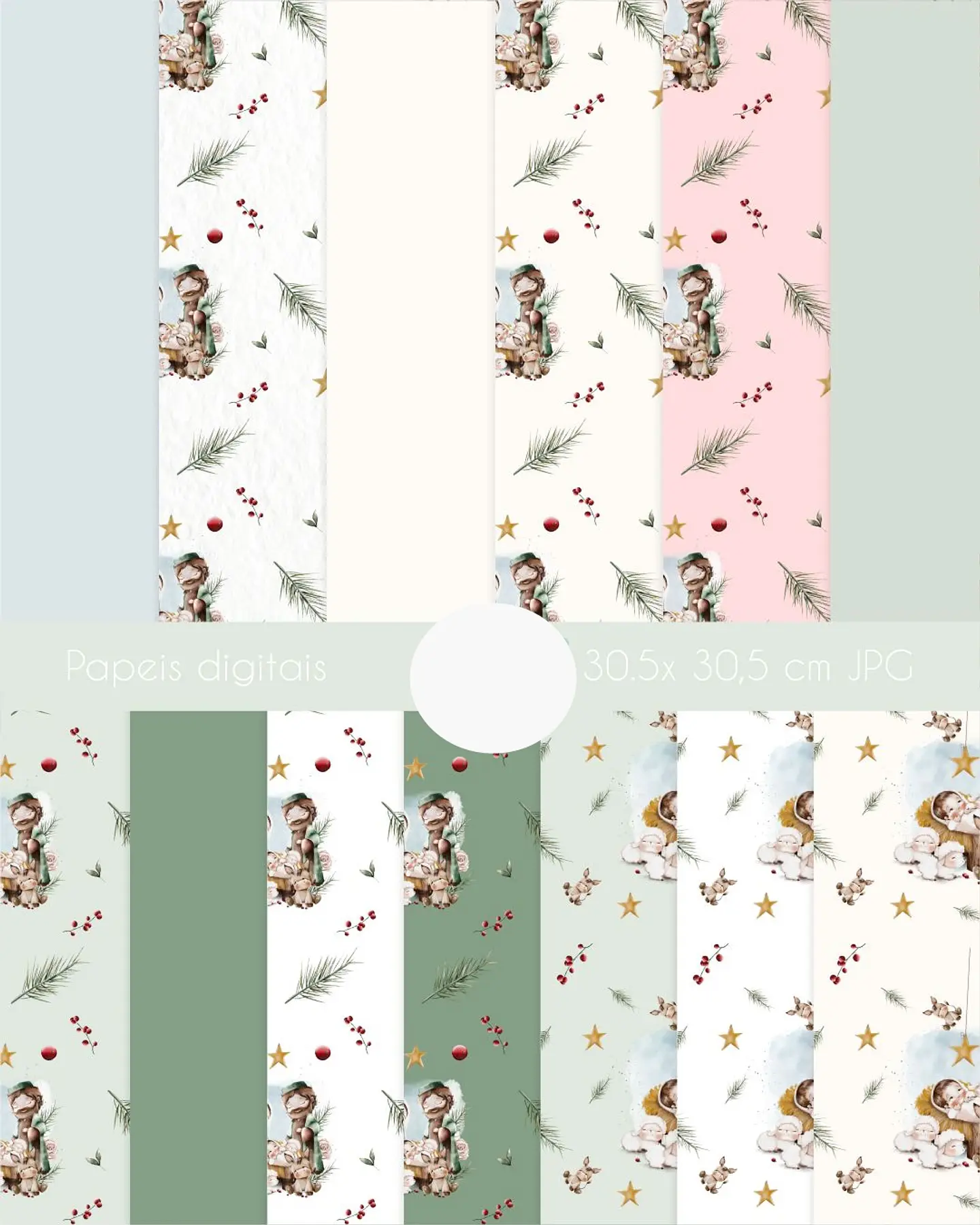 Kit Digital Natal Aquarelado Arquivos em Png  6