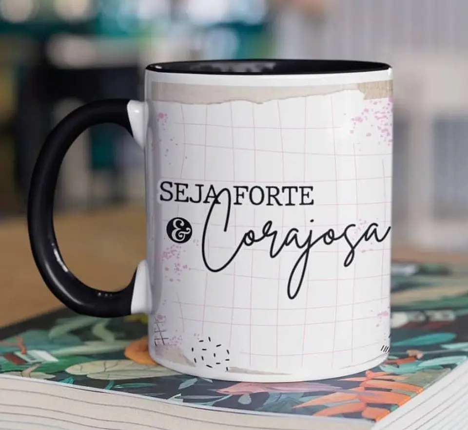 10 Arte para Caneca Frase Motivacional Seja Forte em Corel Draw 6