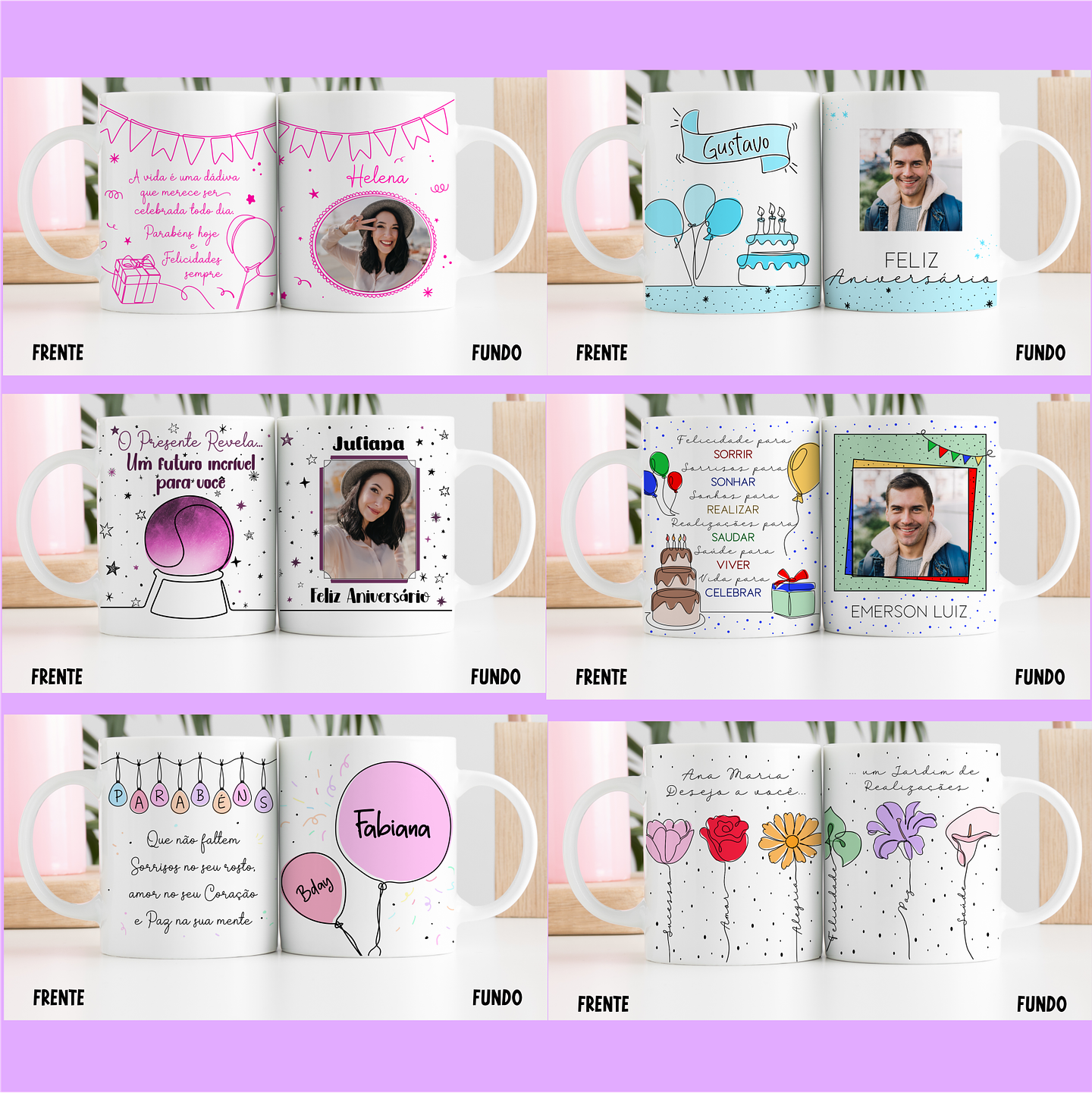 16 Artes para Caneca Aniversário em Linhas em Png 2