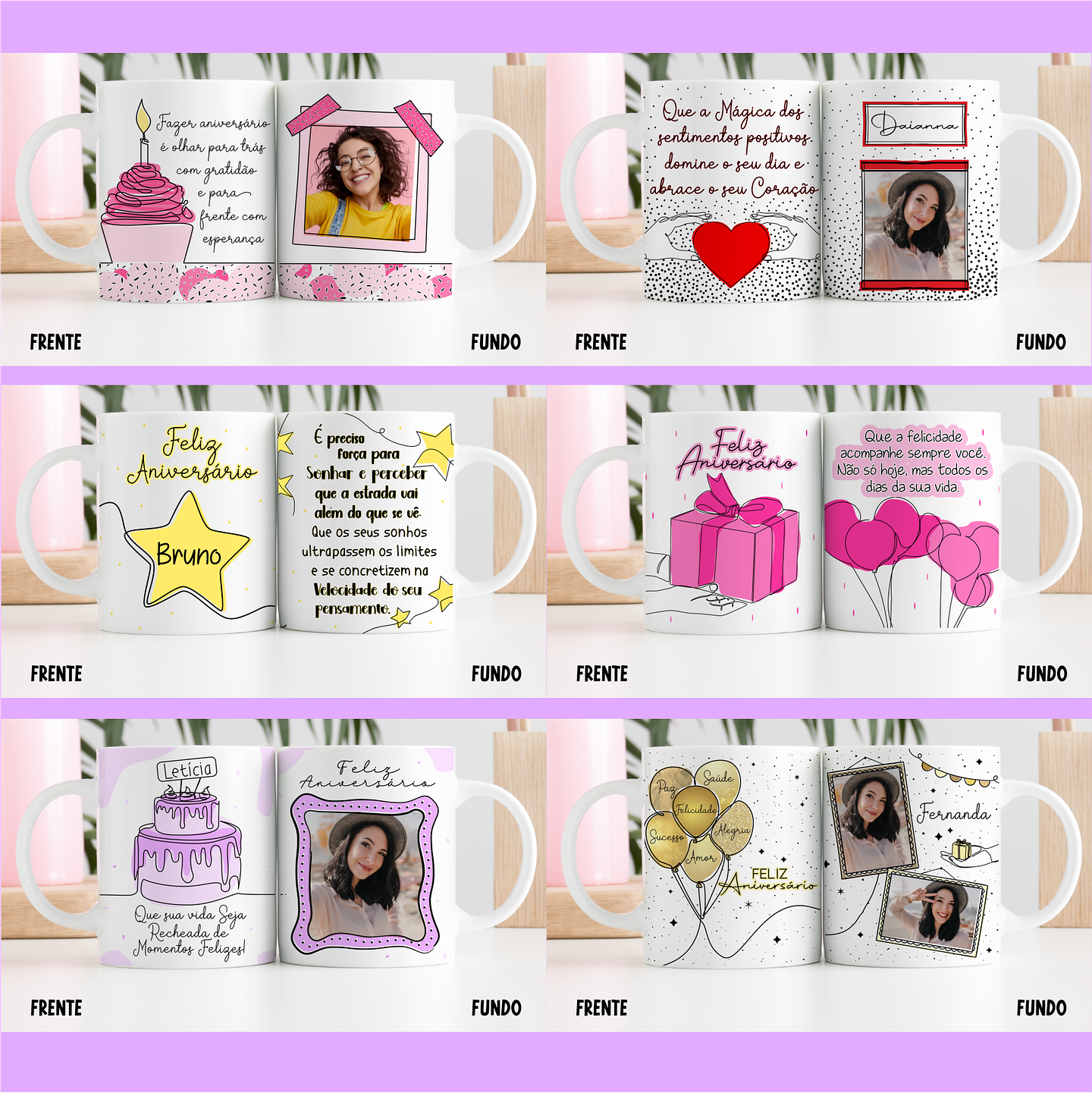 16 Artes para Caneca Aniversário em Linhas em Png 3