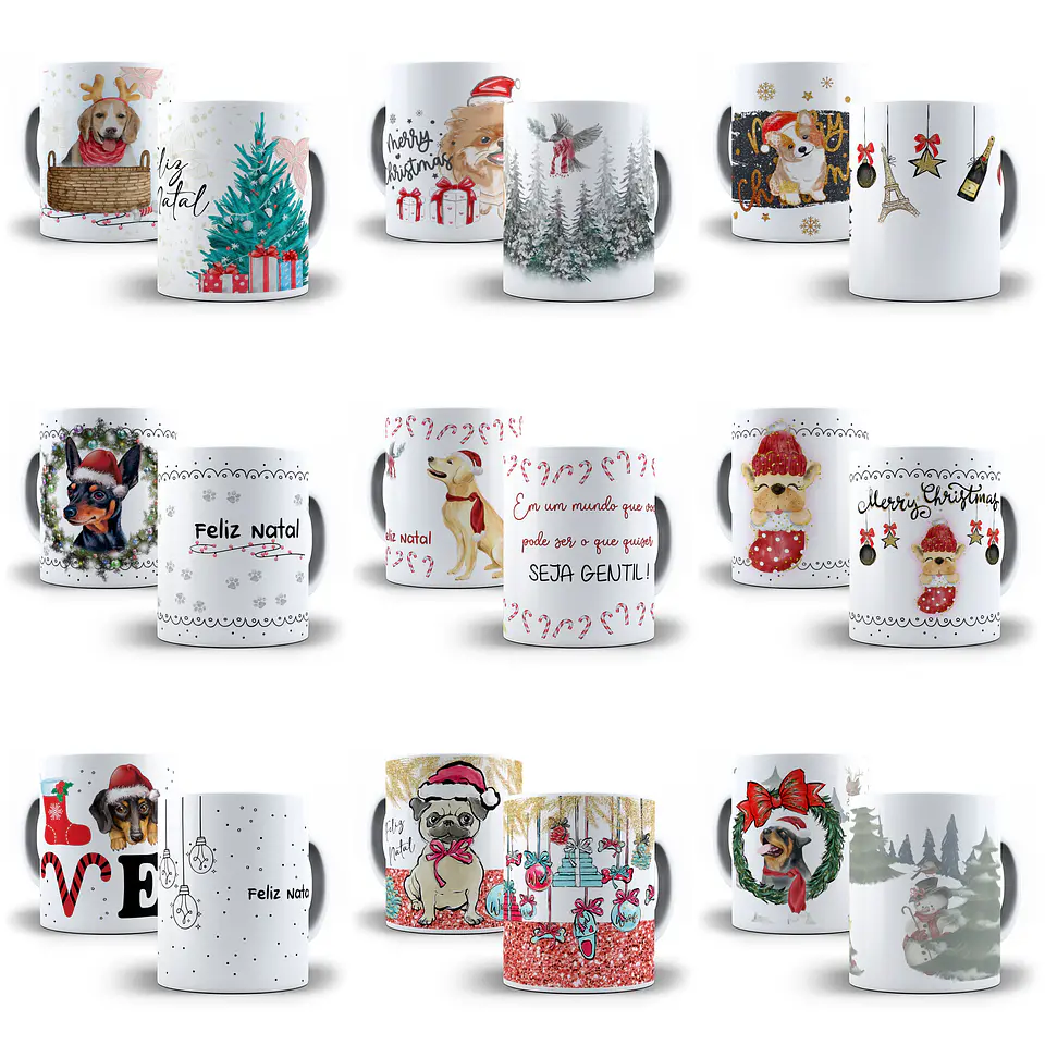 30 Artes para Caneca e Camisa Natal Pets em Corel Draw 1