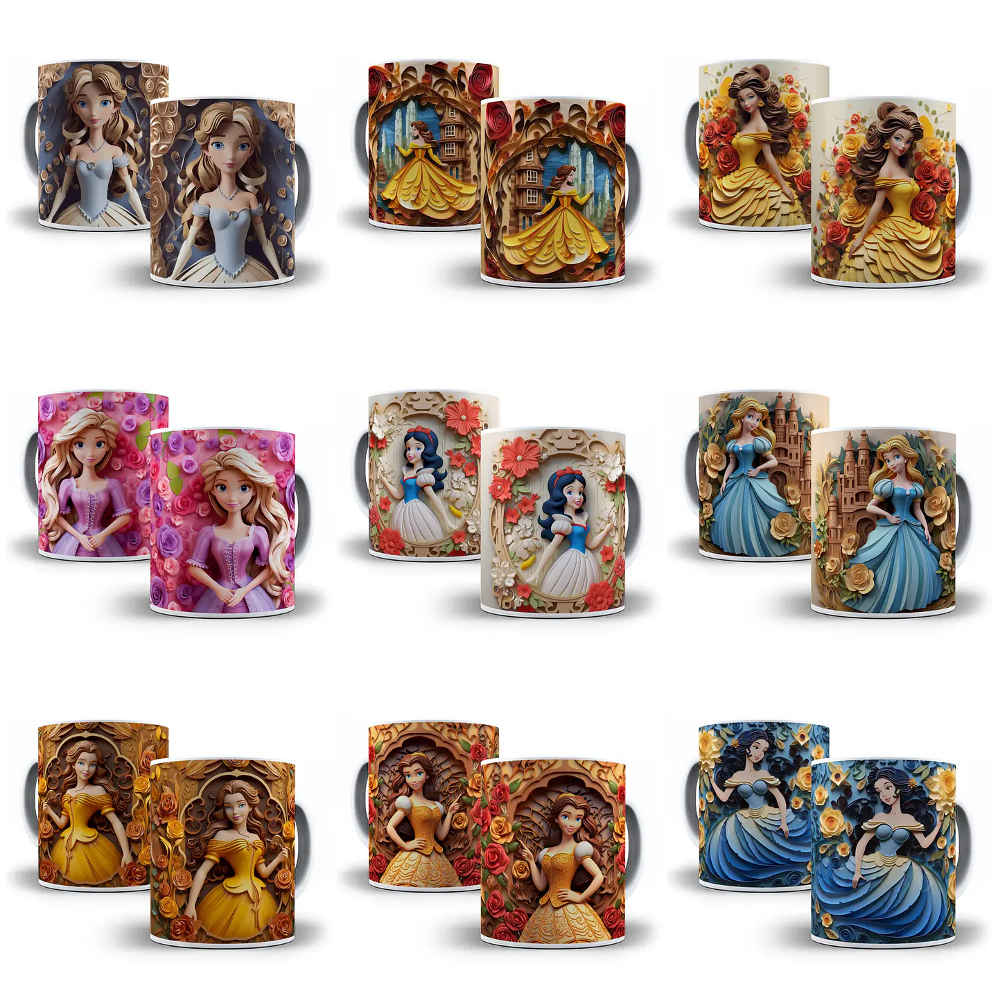 30 Artes para Caneca Princesas da Disney 3d em Jpg 1