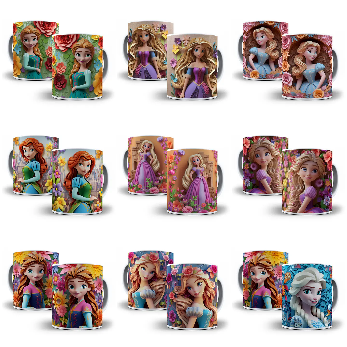 30 Artes para Caneca Princesas da Disney 3d em Jpg 3