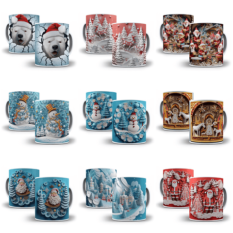 140 Artes para Caneca Natal 3d Arquivo em Jpg 