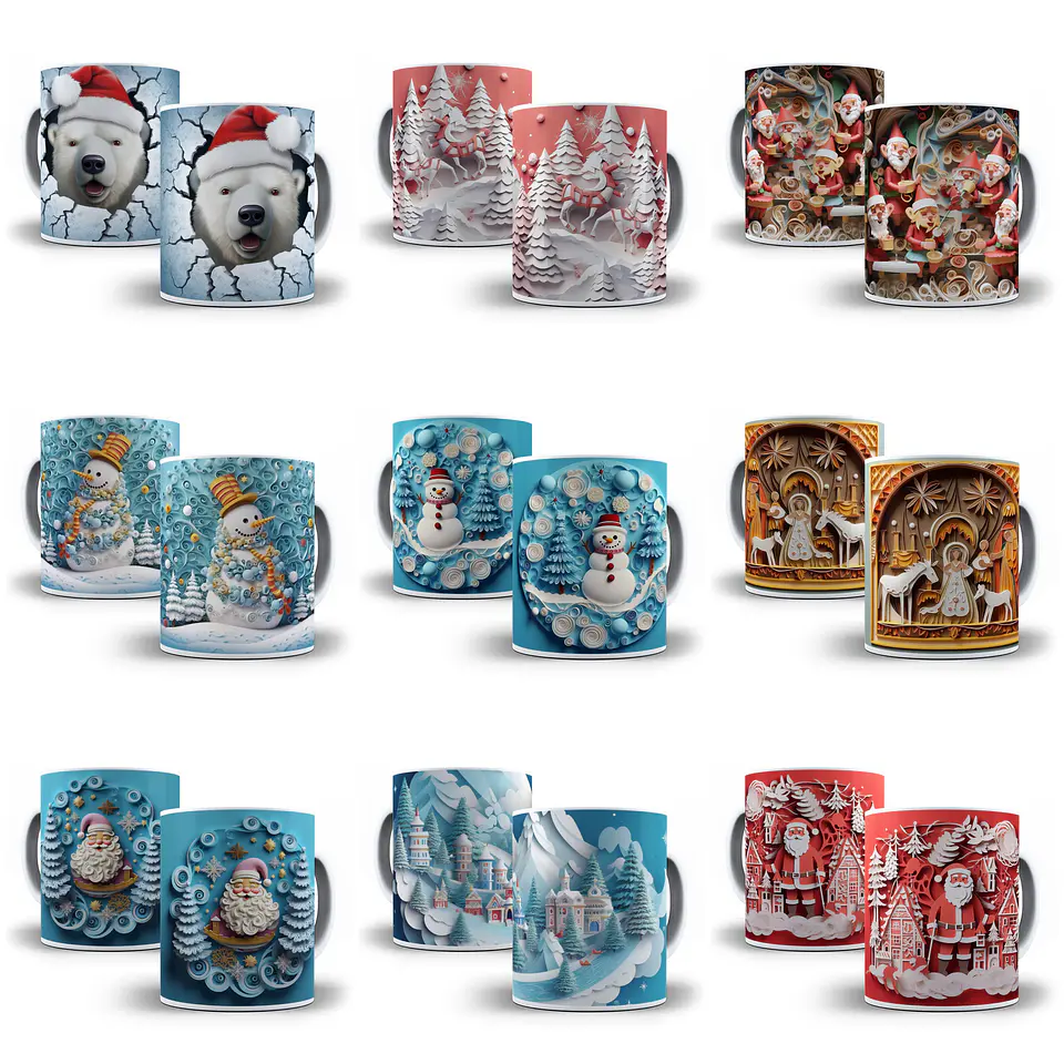 140 Artes para Caneca Natal 3d Arquivo em Jpg  1