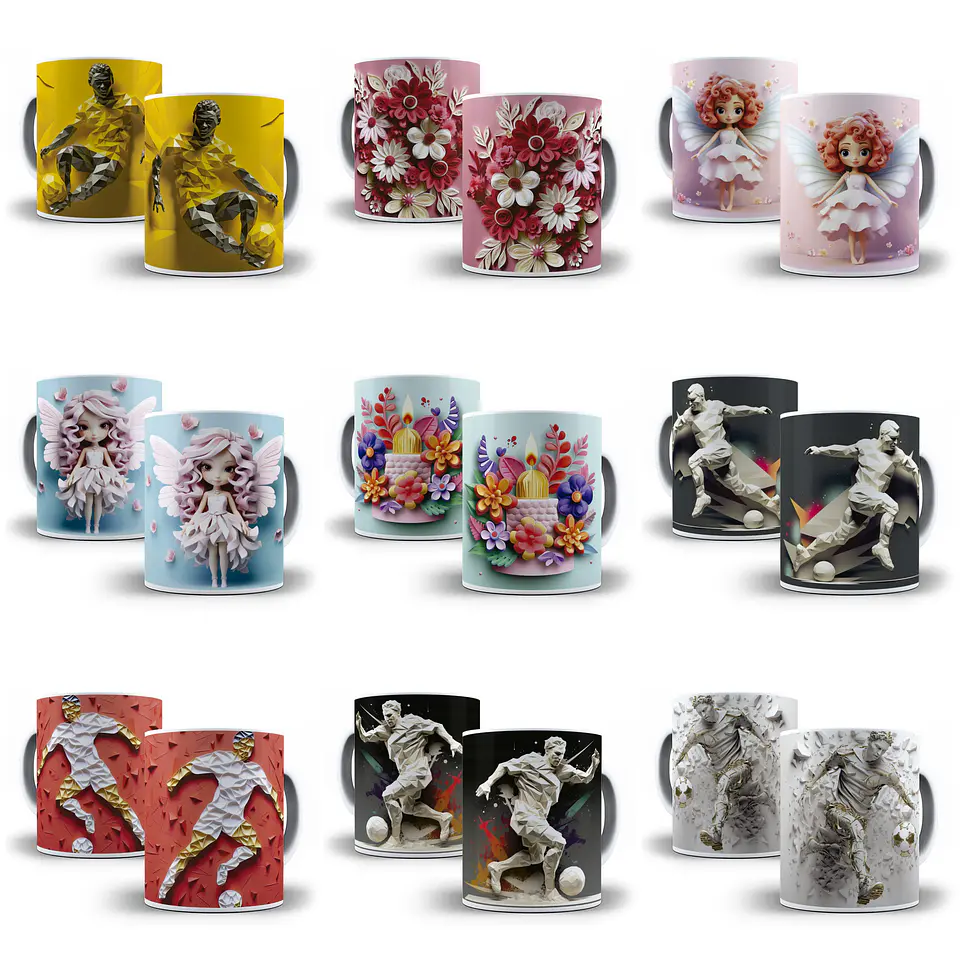 73 Artes para Caneca Diversas 3D Arquivo em Jpg 3