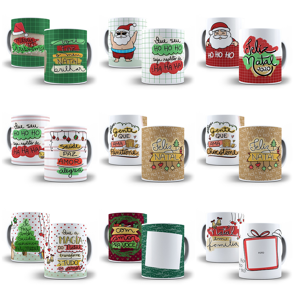 140 Artes para Caneca Natal Papai Noel Frases Arquivo em Jpg 3