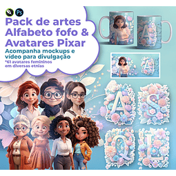 Artes para Caneca Alfabeto com Avatares em CorelDraw