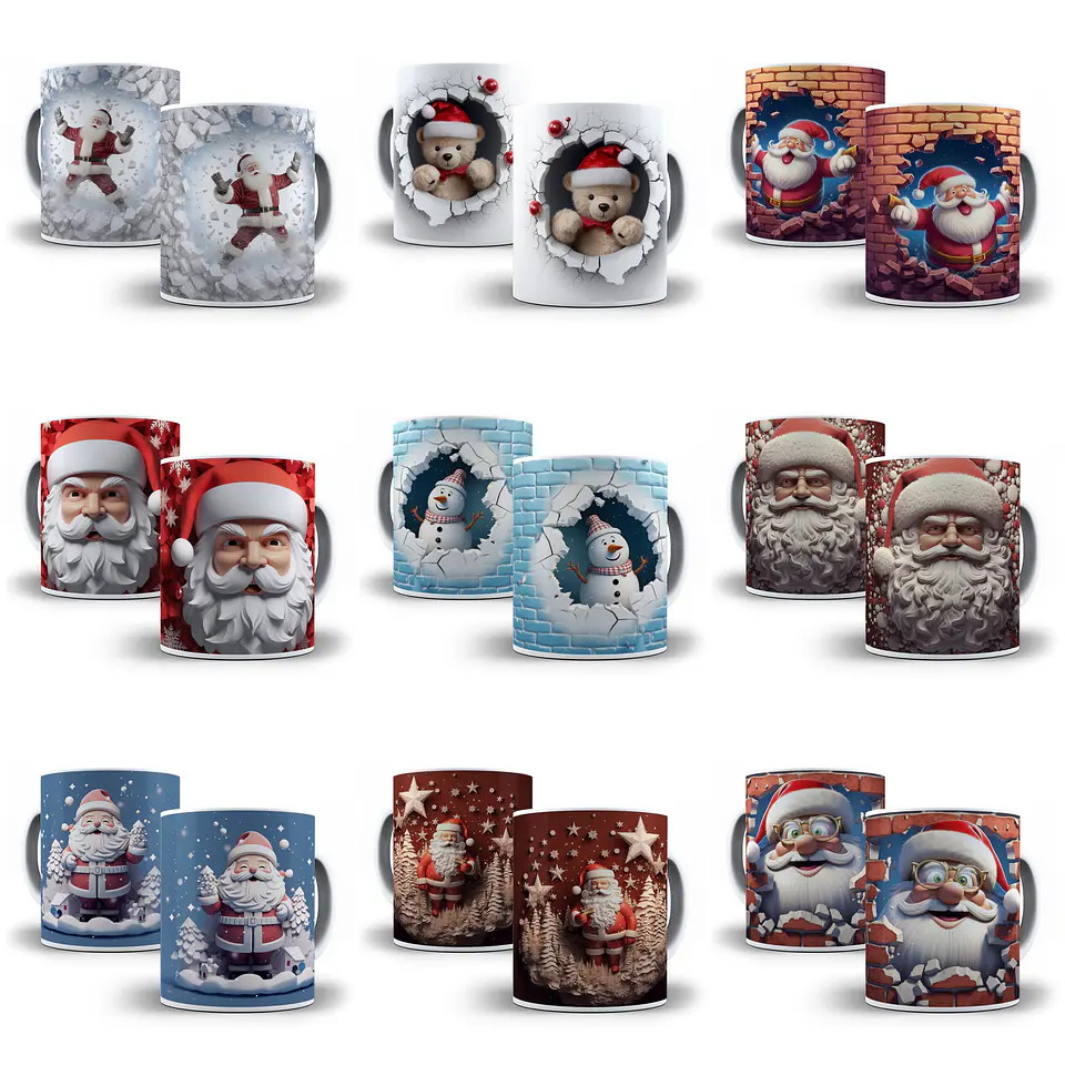140 Artes para Caneca Natal 3d Arquivo em Jpg  4