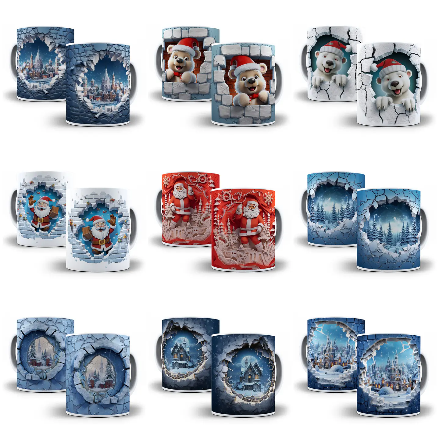 140 Artes para Caneca Natal 3d Arquivo em Jpg  5