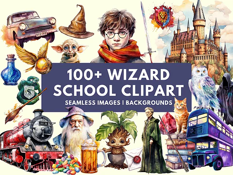 Kit Digital Harry Potter Wizard School Arquivos em Png 