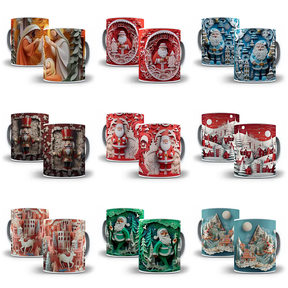 140 Artes para Caneca Natal 3d Arquivo em Jpg  6