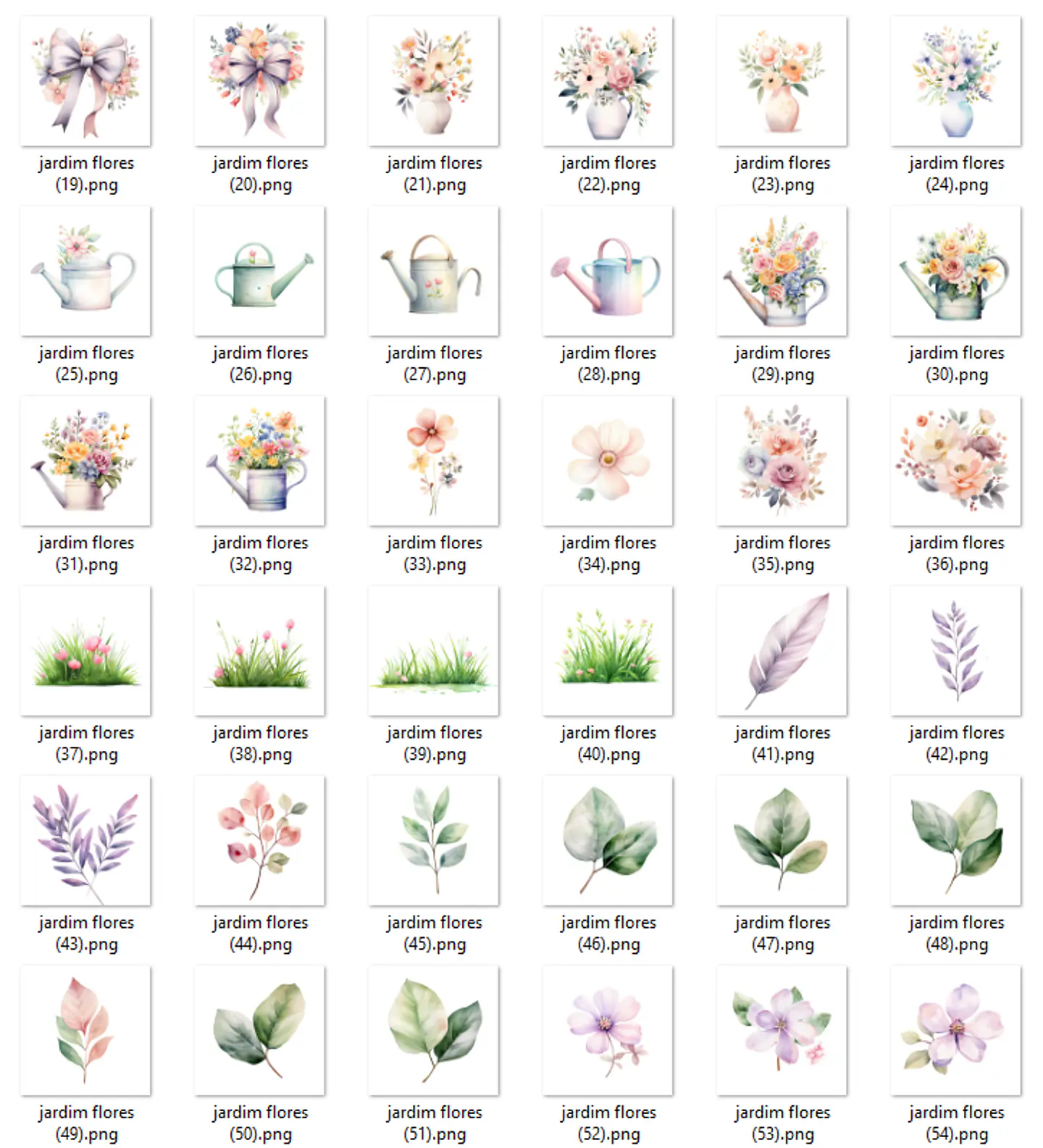 Kit Digital Jardim Encantado Aquarela Arquivos em Png  5