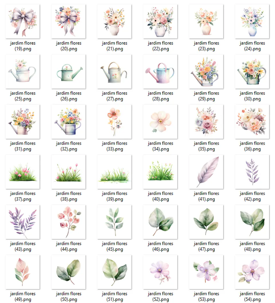 Kit Digital Jardim Encantado Aquarela Arquivos em Png  5