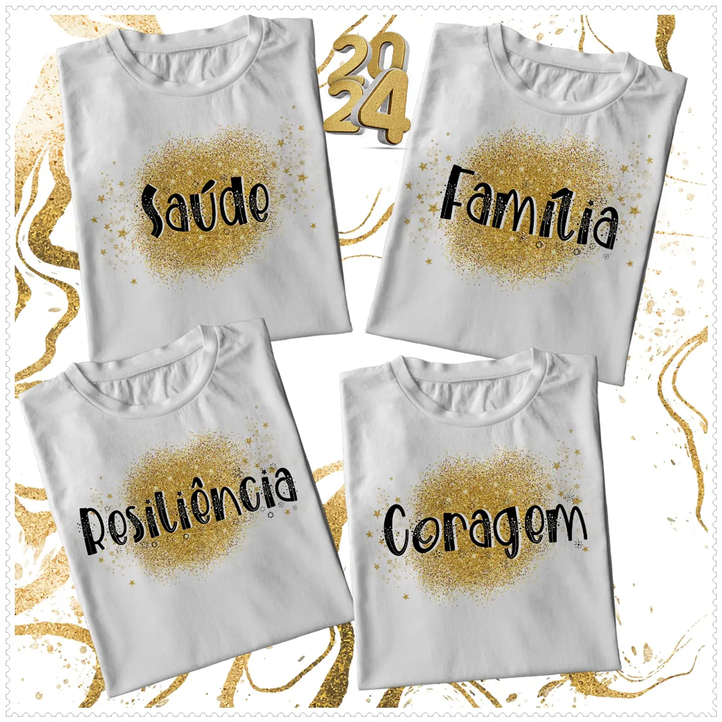 12 Artes para Camisa Ano Novo Arquivos em Corel Draw 3