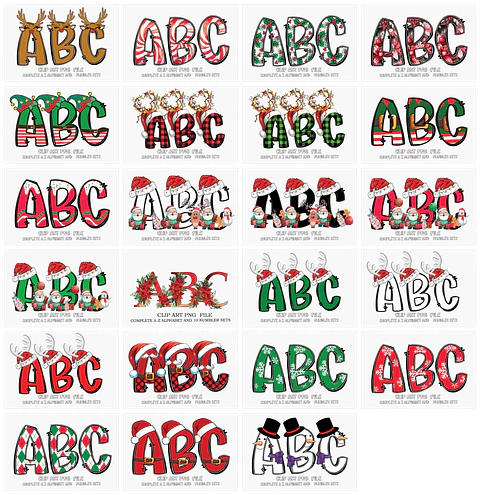 Combo Alfabetos Natalinos em Png