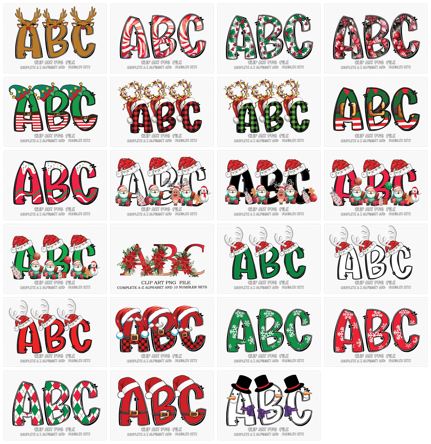 Combo Alfabetos Natalinos em Png 1