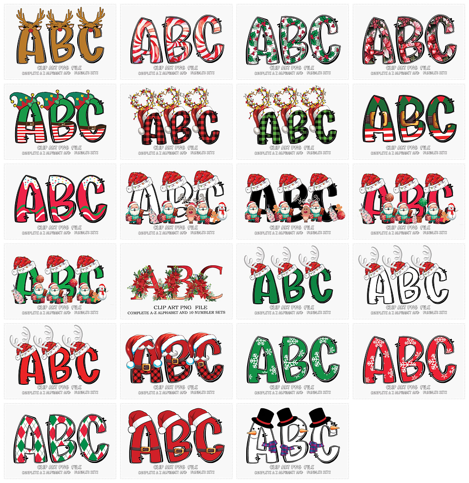 Combo Alfabetos Natalinos em Png 1