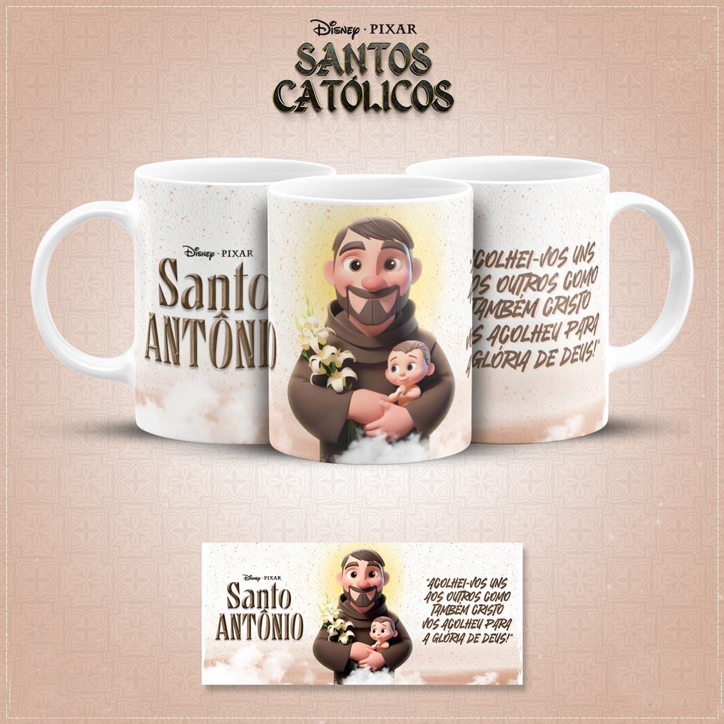 20 Artes para Caneca Santinhos Católicos Pixar em Jpg 7
