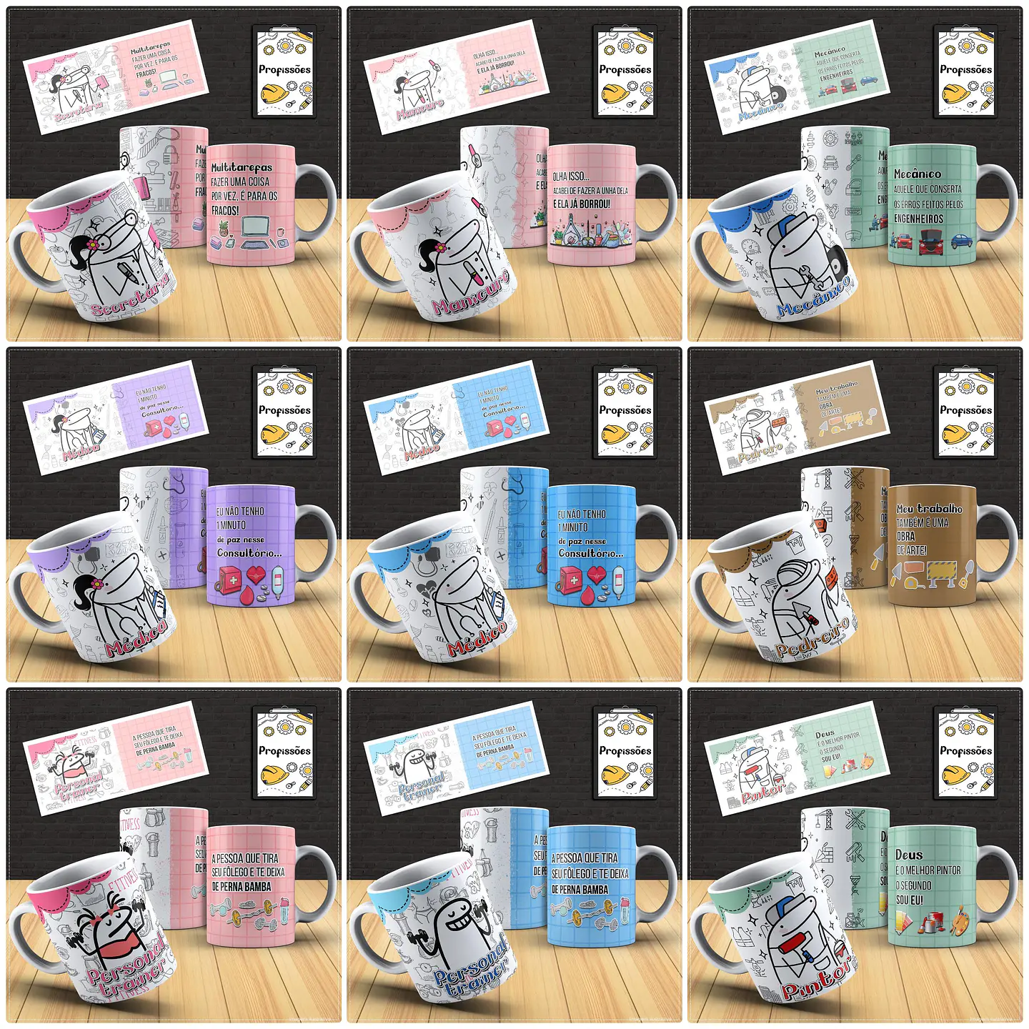 20 Artes Caneca Flork Profissões em Photoshop 1