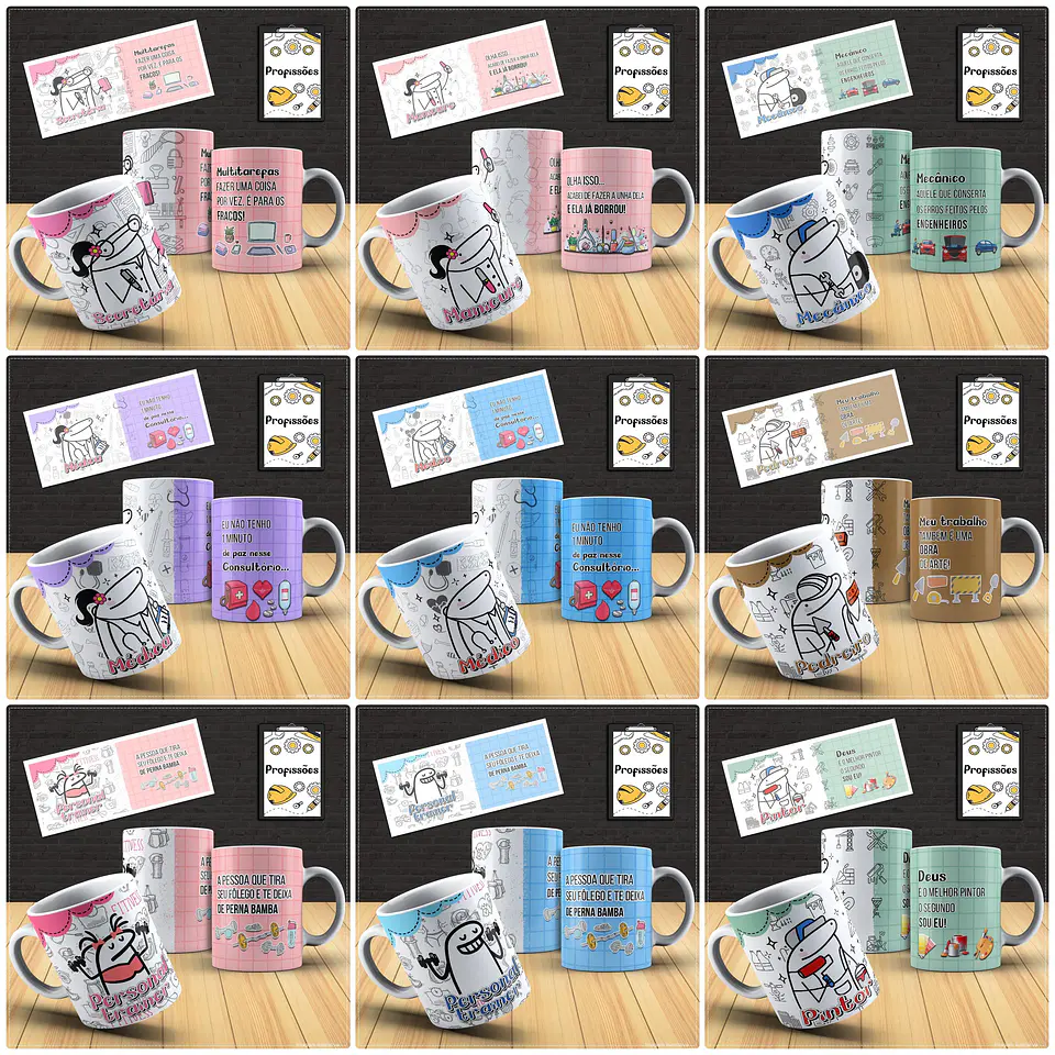 20 Artes Caneca Flork Profissões em Photoshop 1