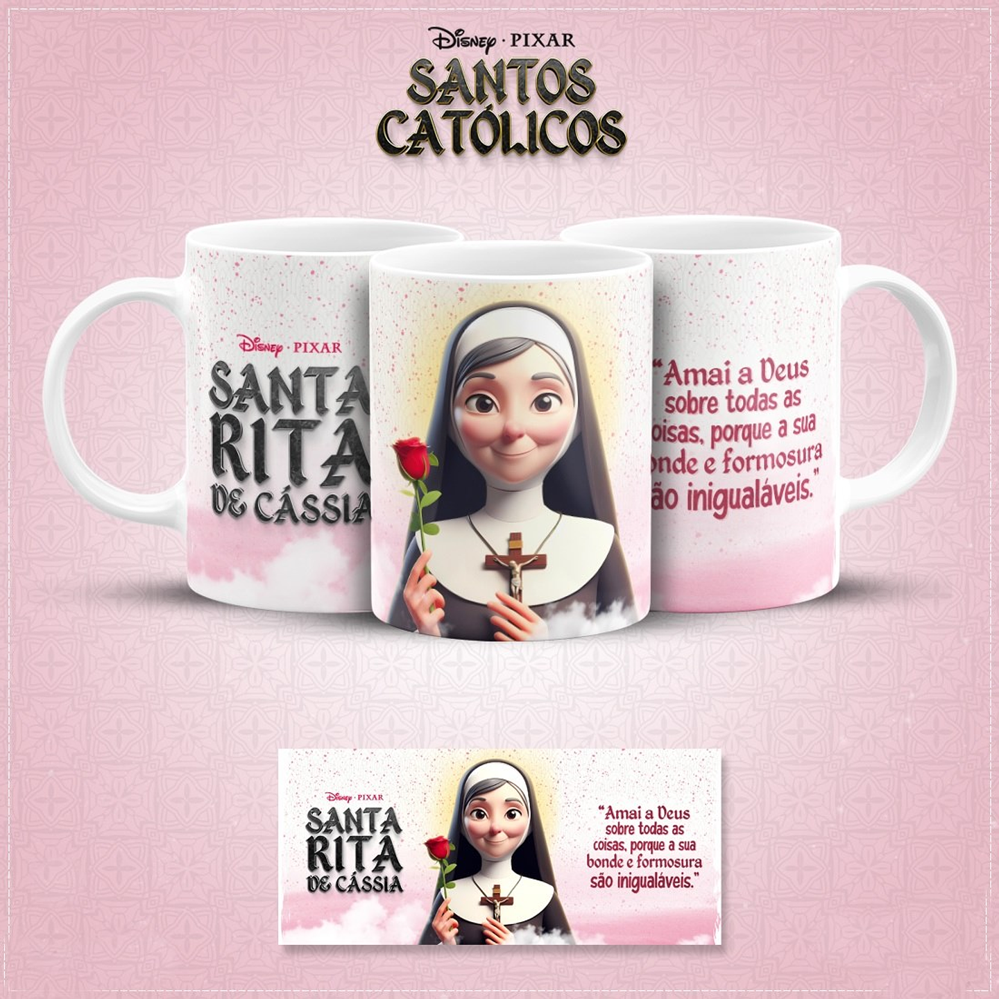 20 Artes para Caneca Santinhos Católicos Pixar em Jpg 12