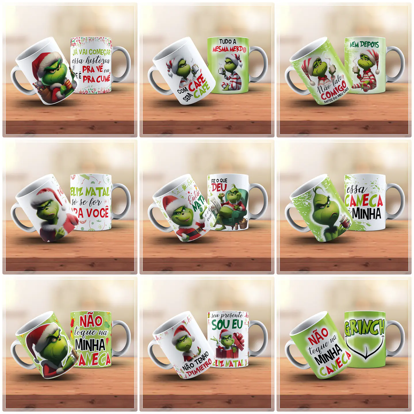 18 Artes para Caneca Natal Grinch Arquivo em Jpg   1